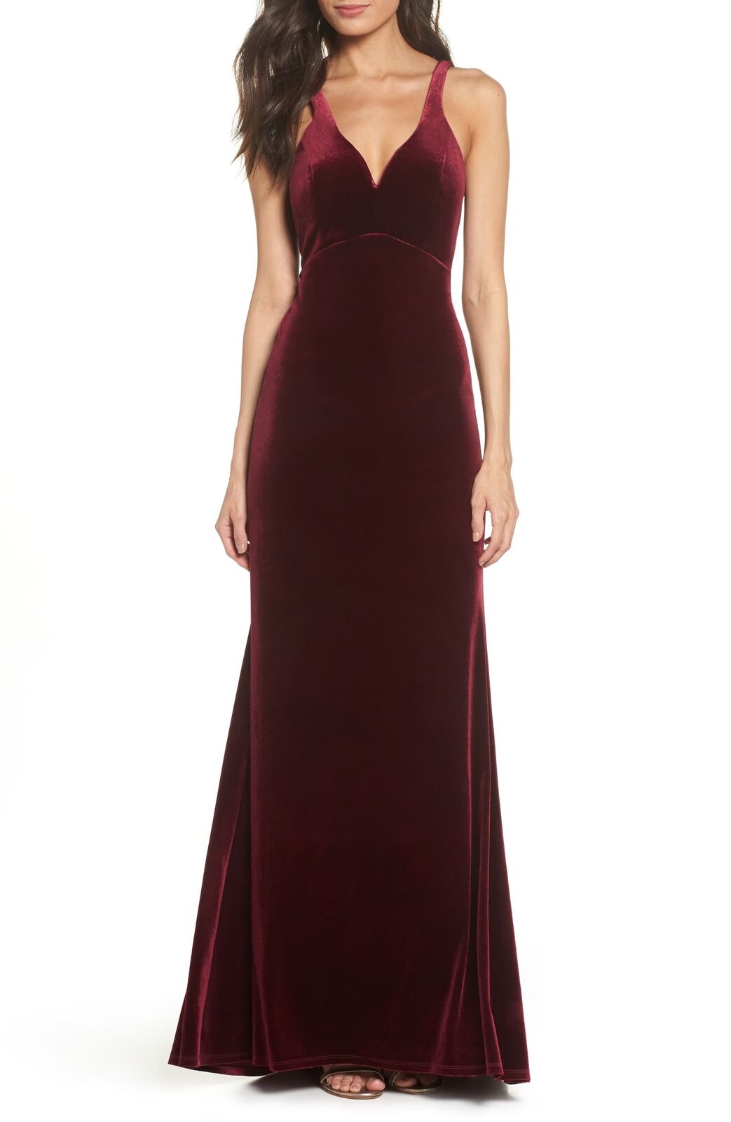 Burgundy Velvet Evening Gown