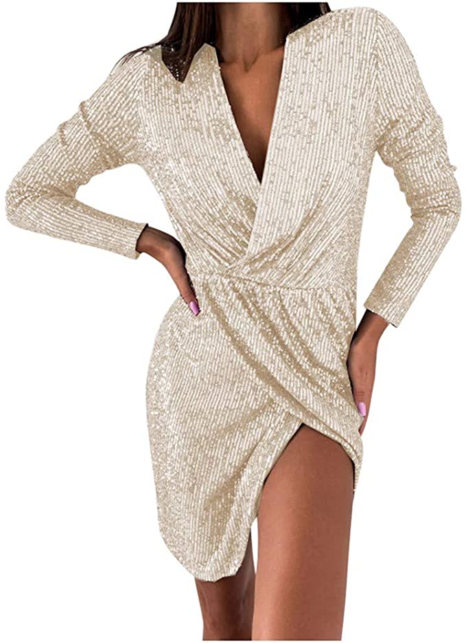 Sequin Wrap Party Dress