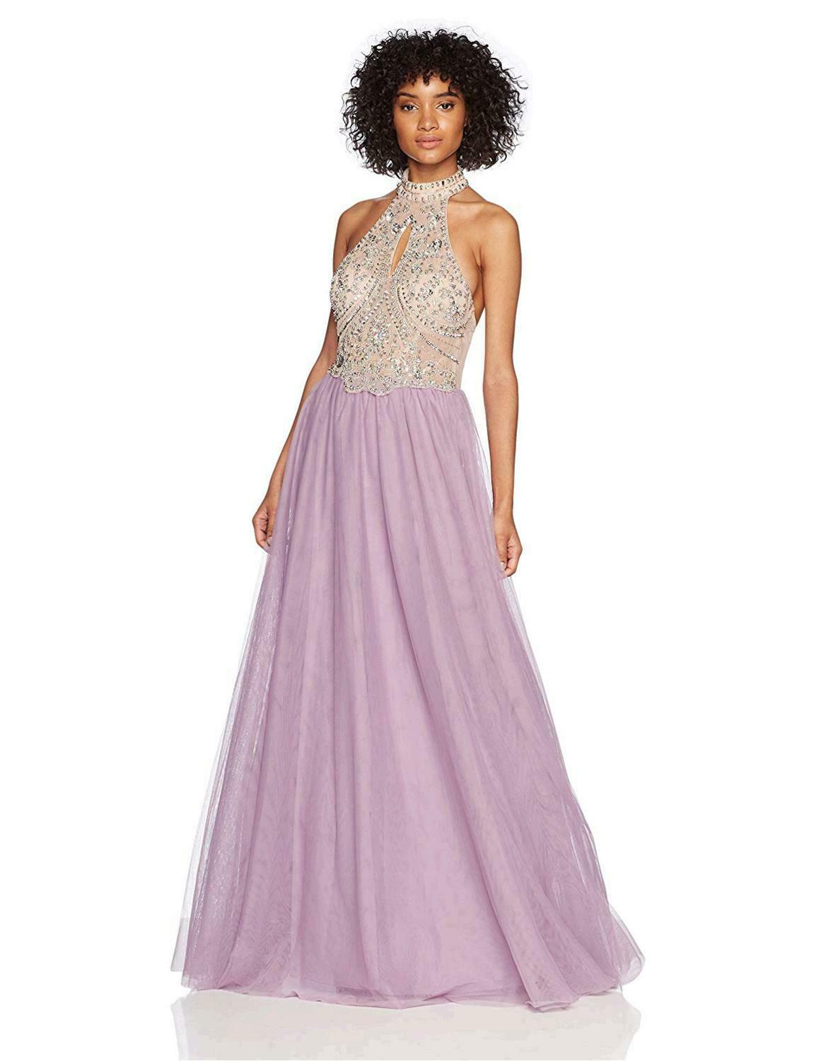 Lavender Embellished Evening Gown