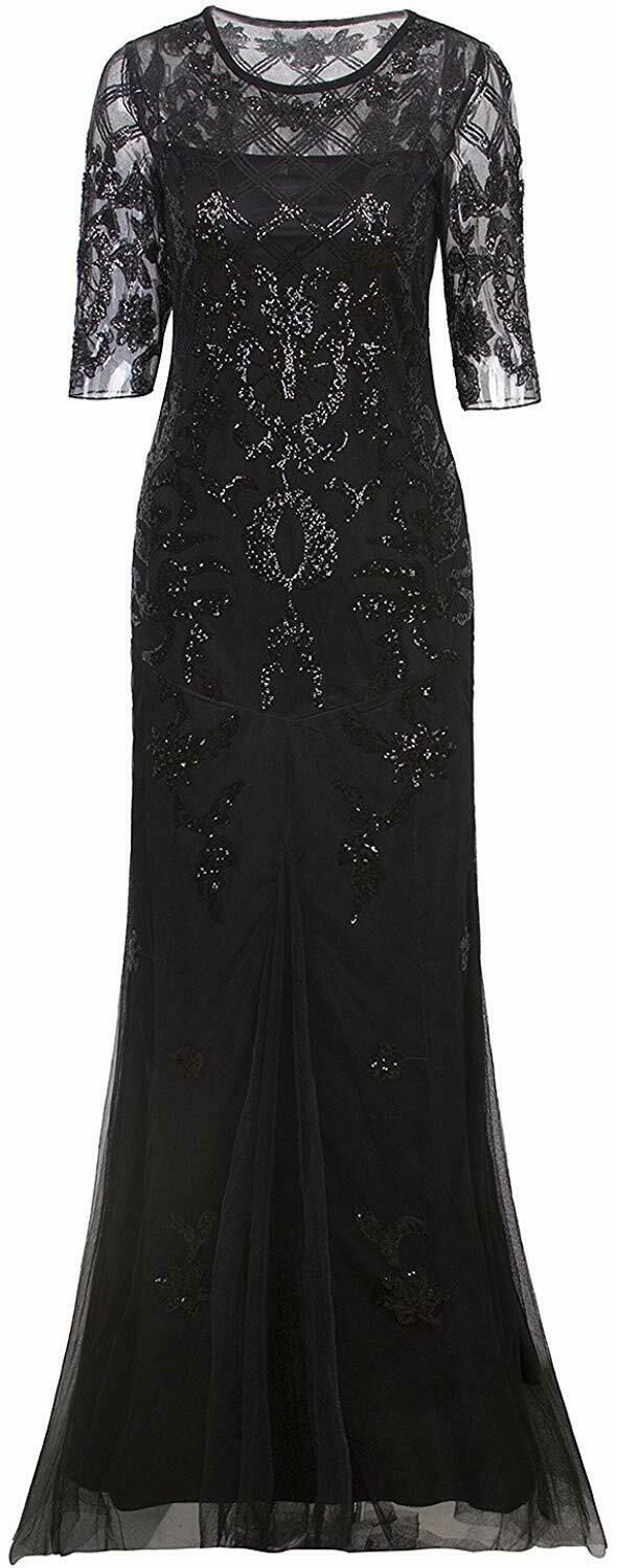 Black Lace Evening Gown