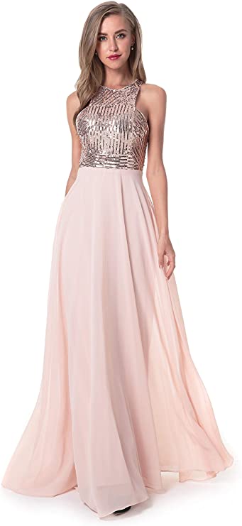 Sequin Bodice Evening Gown