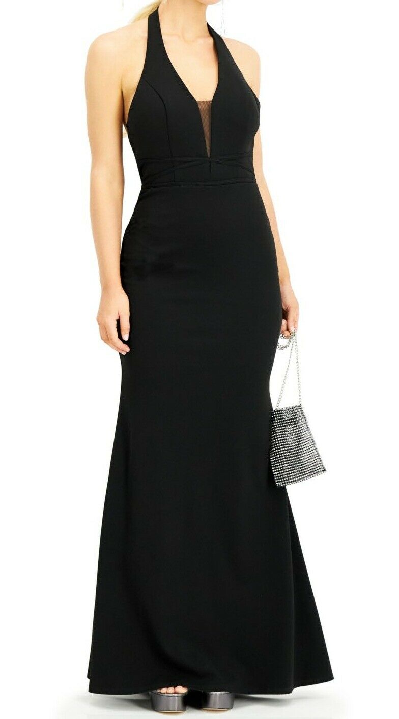 Black Halter Evening Gown