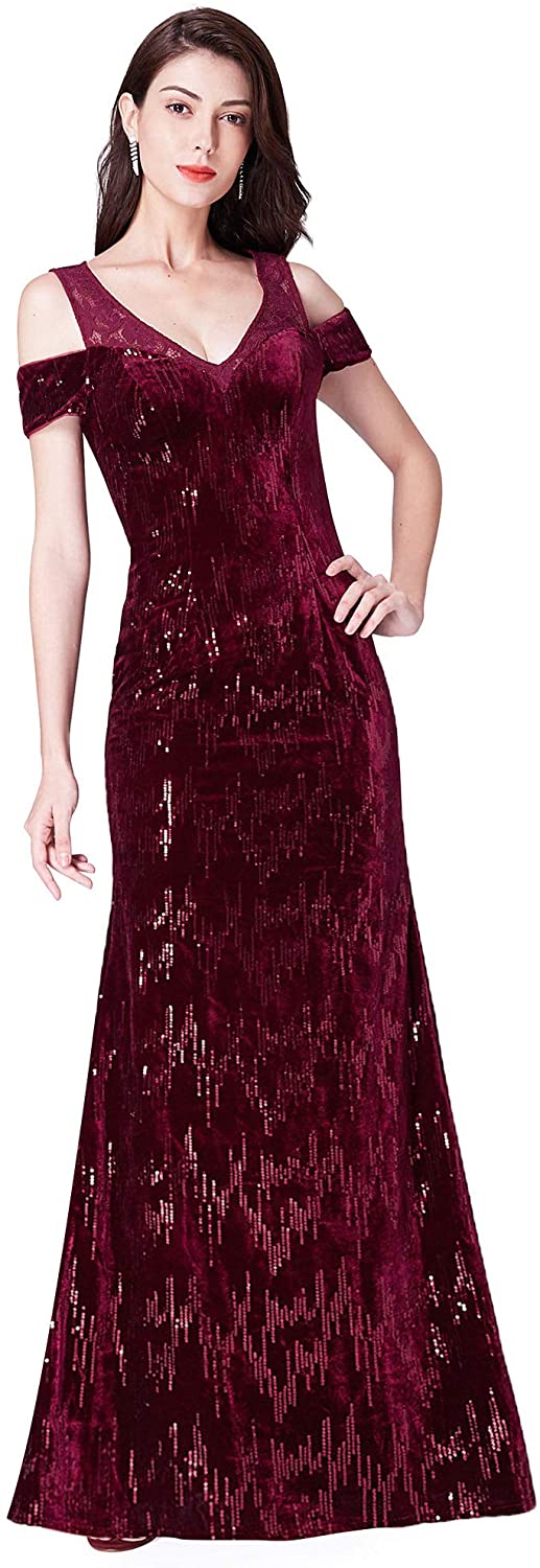 Burgundy Sequin Evening Gown
