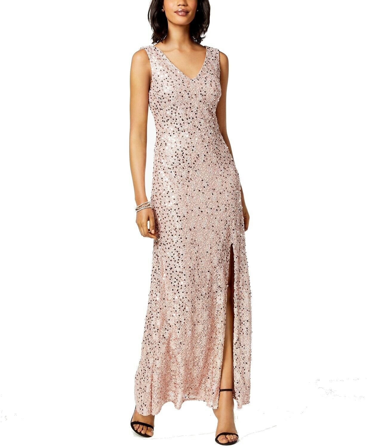 Sequin V-Neck Evening Gown