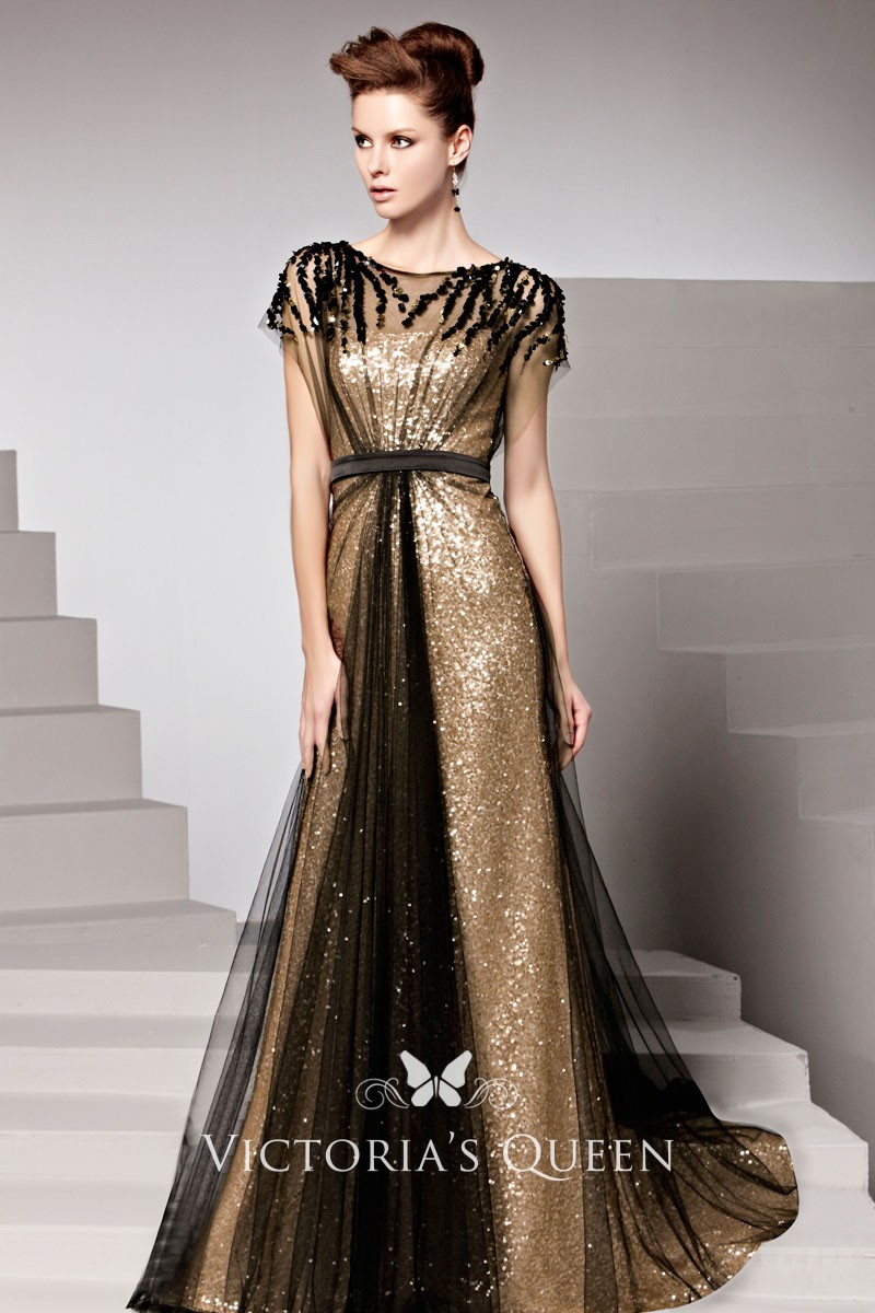 Gold Sequin Evening Gown