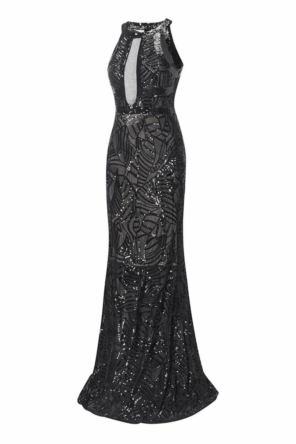 Black Sequin Evening Gown