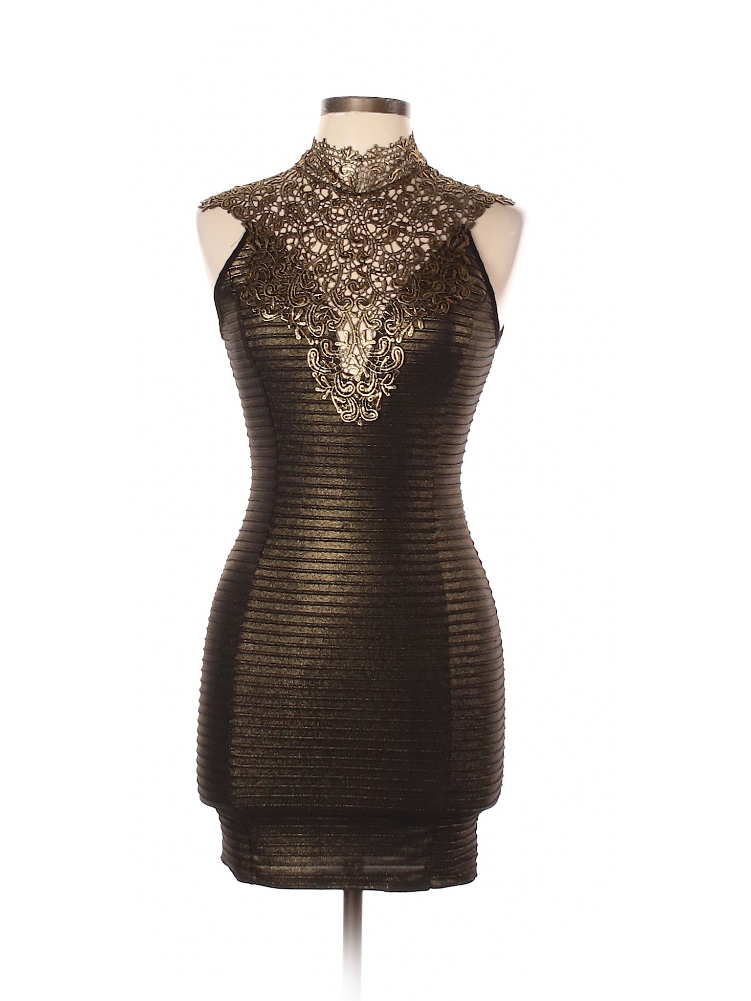 Black & Gold Lace Mini Dress