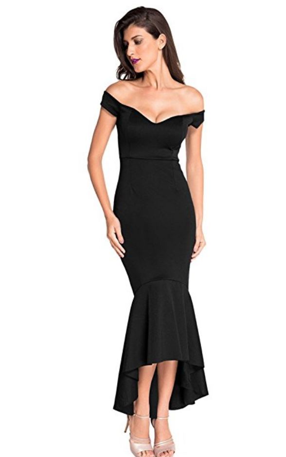 Off-Shoulder Black Mermaid Dress