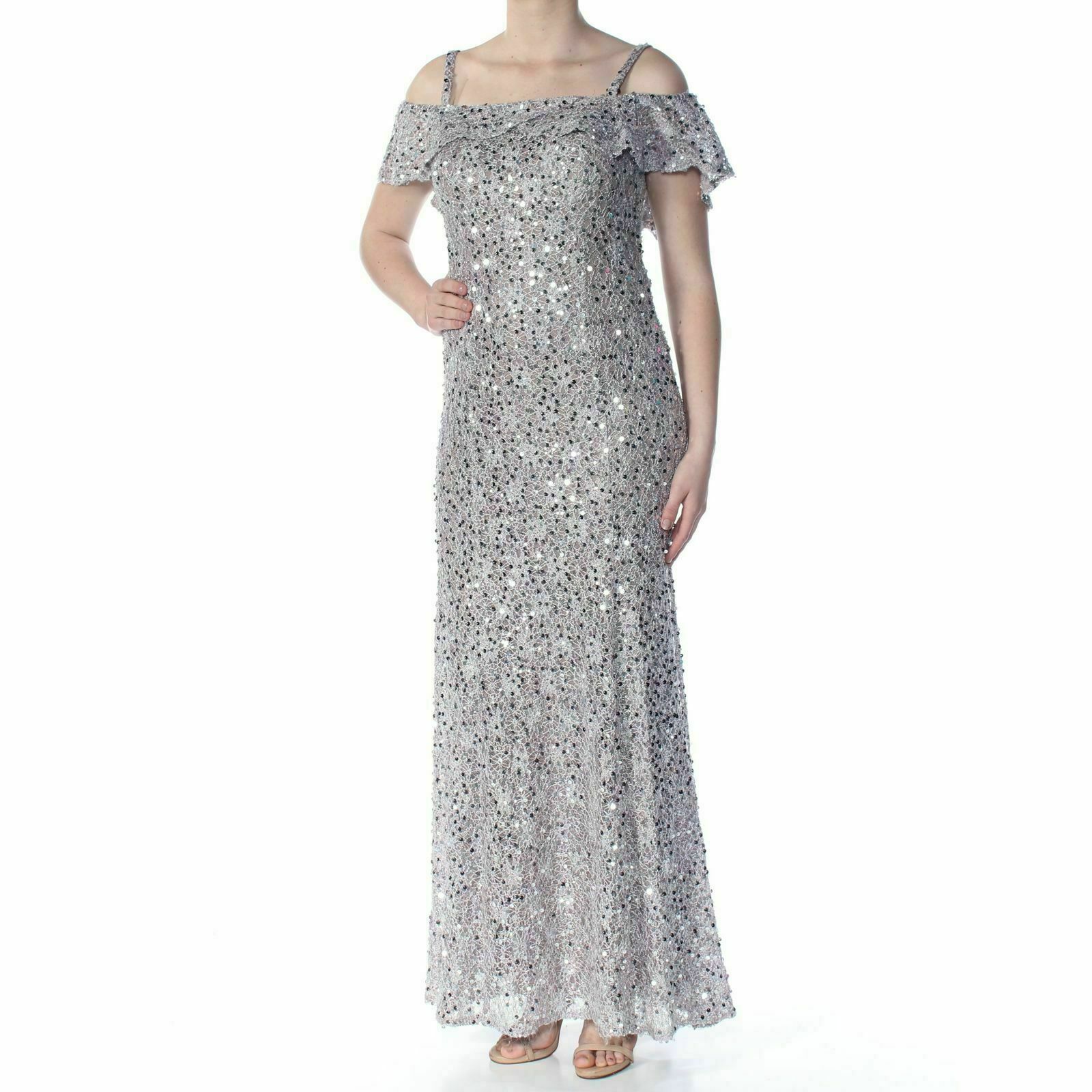 Grey Sequin Evening Gown