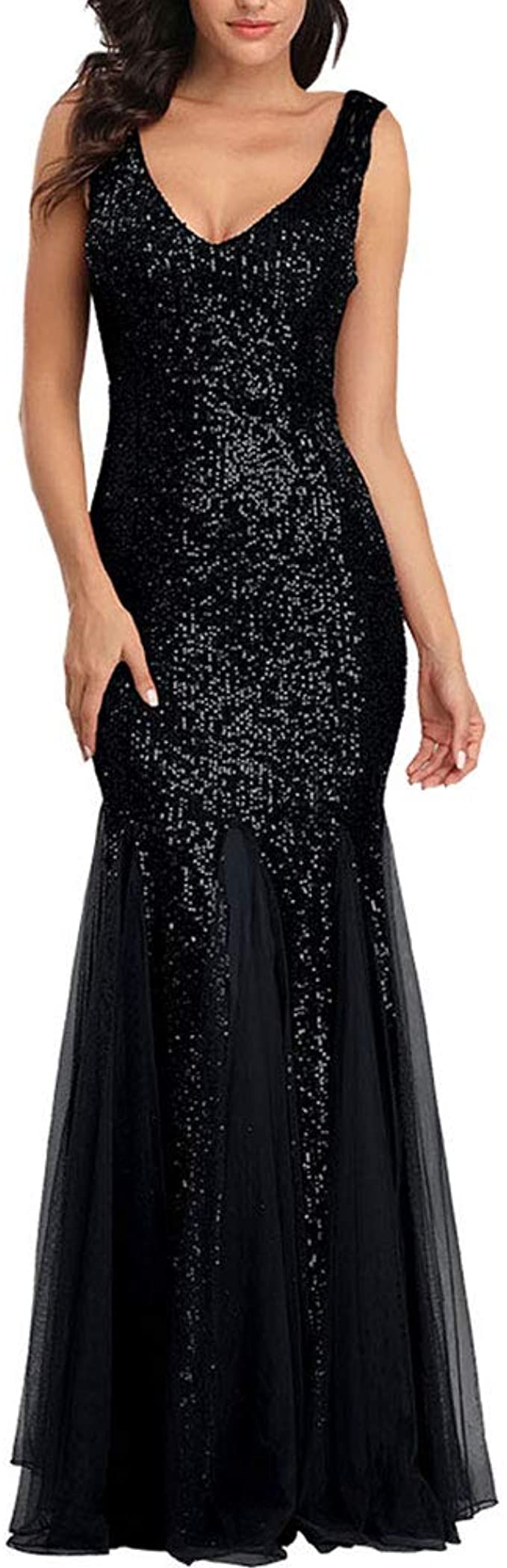 Black Sequin Evening Gown