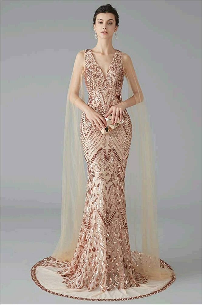 Champagne Embellished Evening Gown