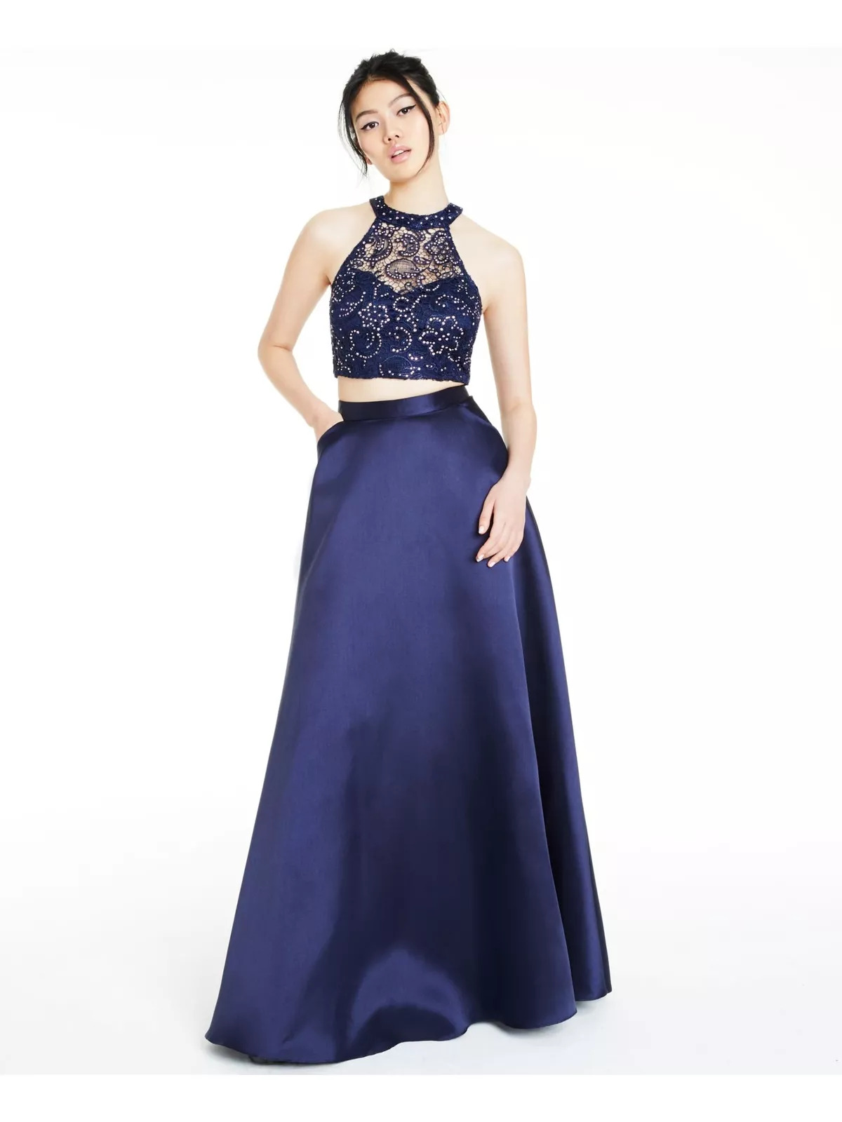 Navy Two-Piece Evening Gown