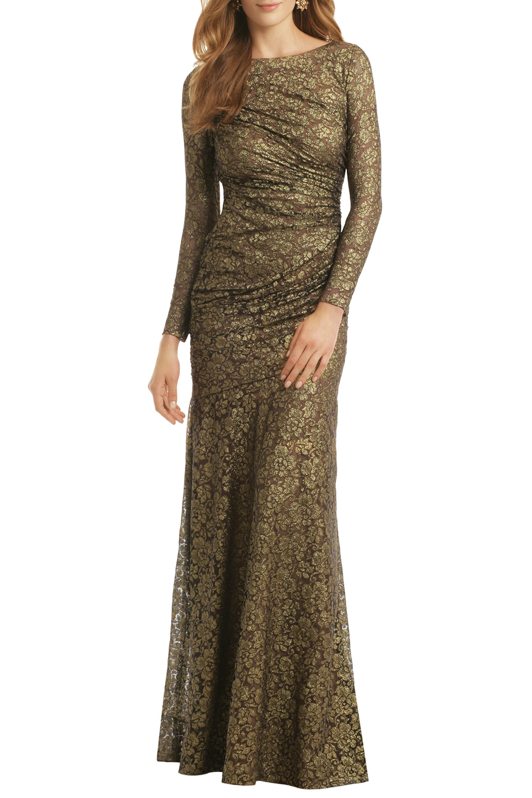 Gold Lace Evening Gown