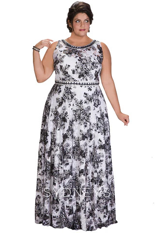 Sleeveless Floral Evening Gown