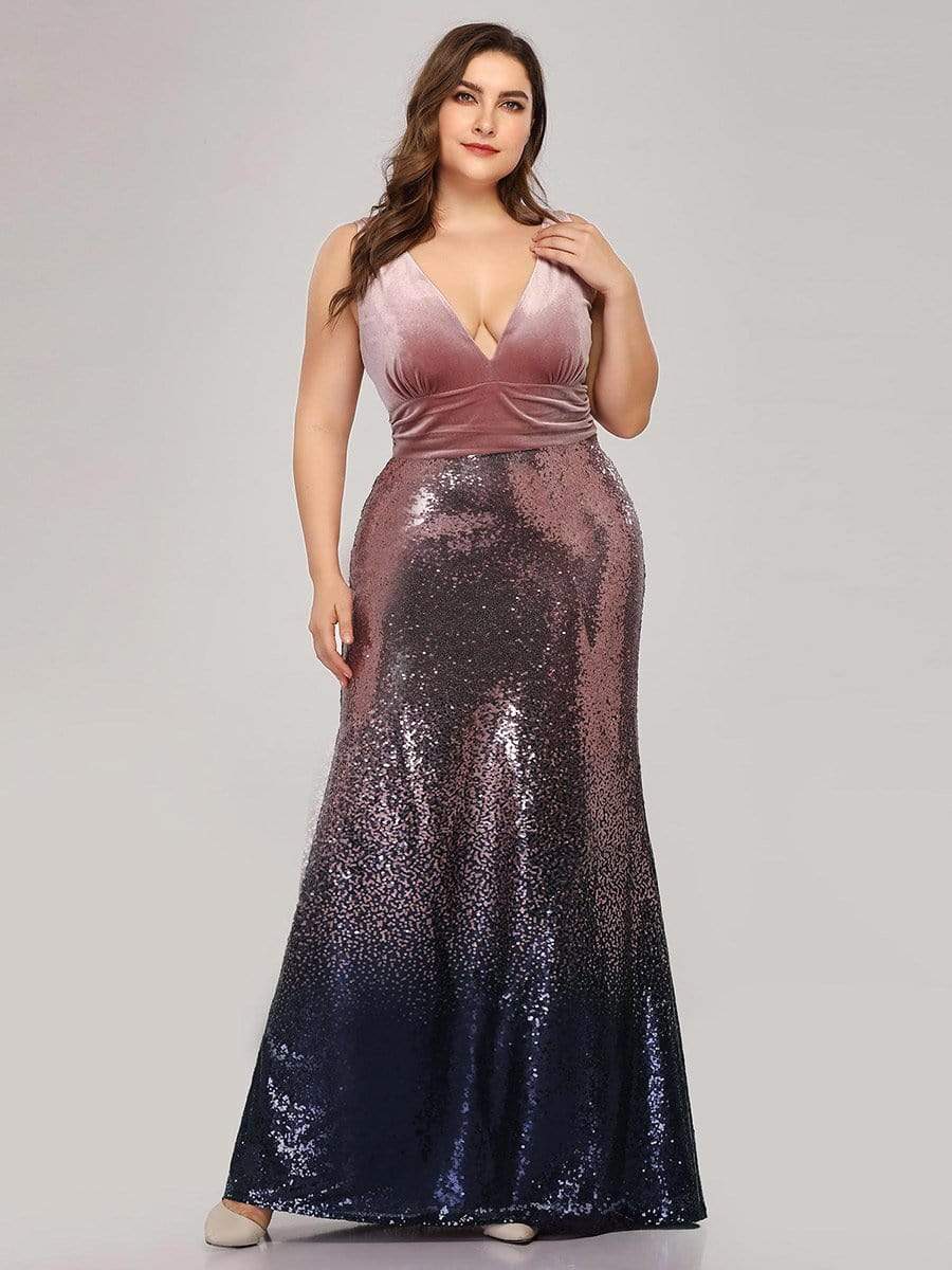Ombre Sequin Evening Gown