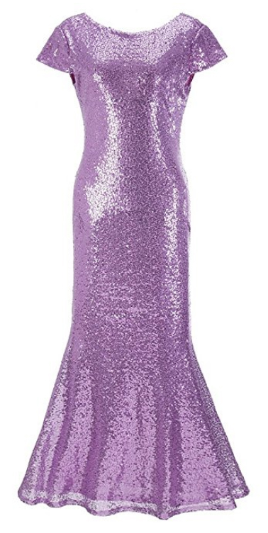Lavender Sequin Evening Gown
