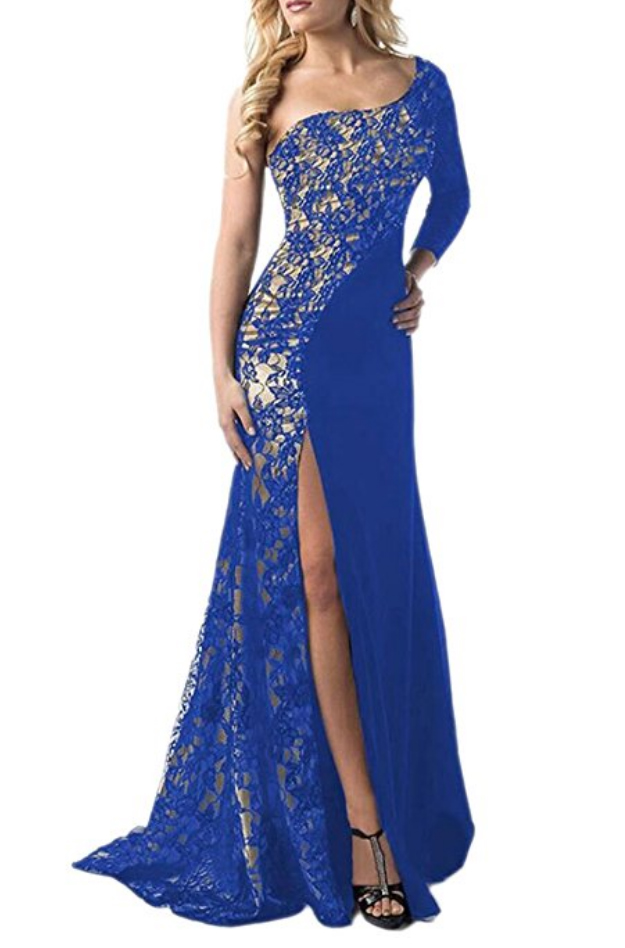 Royal Blue Lace Evening Gown