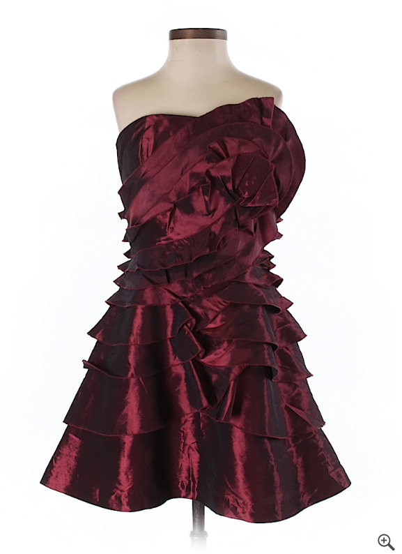 Burgundy Ruffle Strapless Dress