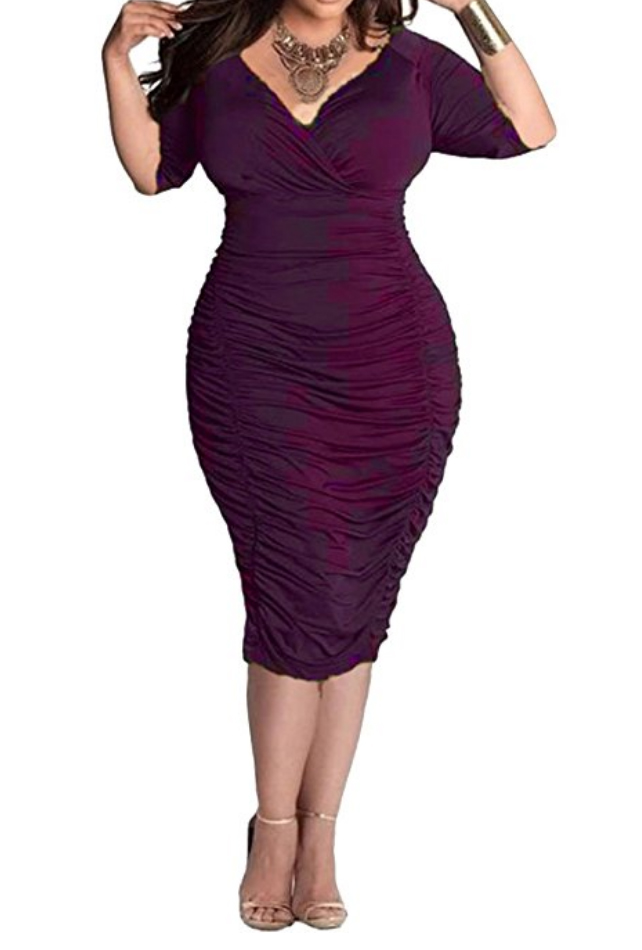 Ruched Bodycon Midi Dress