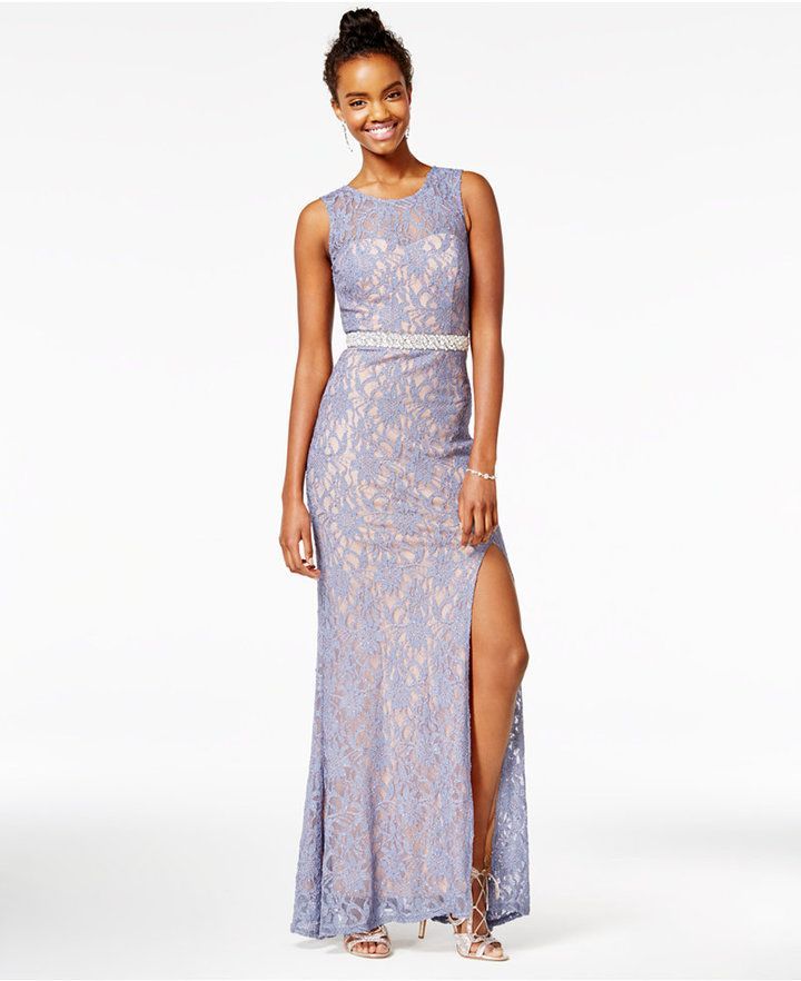 Lavender Lace Evening Gown