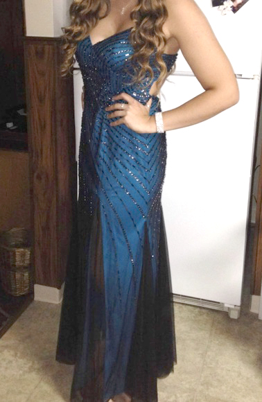 Blue Sequin Evening Gown