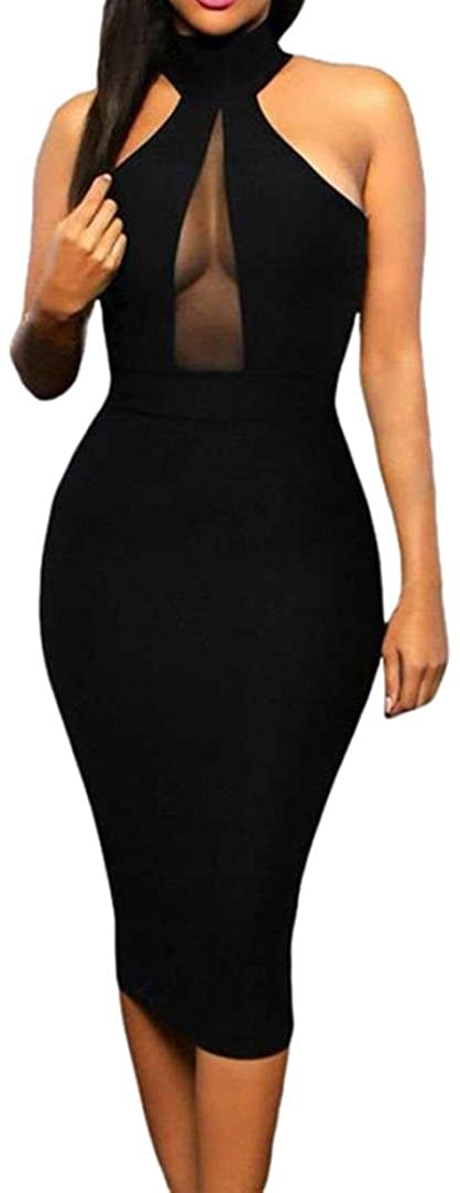 Black Halter Neck Bodycon Dress