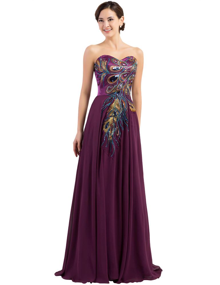 Purple Peacock Evening Gown