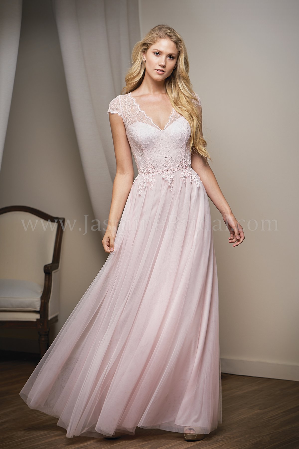 Pink Lace Evening Gown
