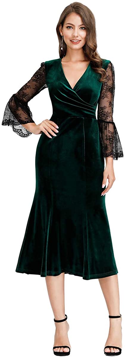 Emerald Velvet Midi Dress