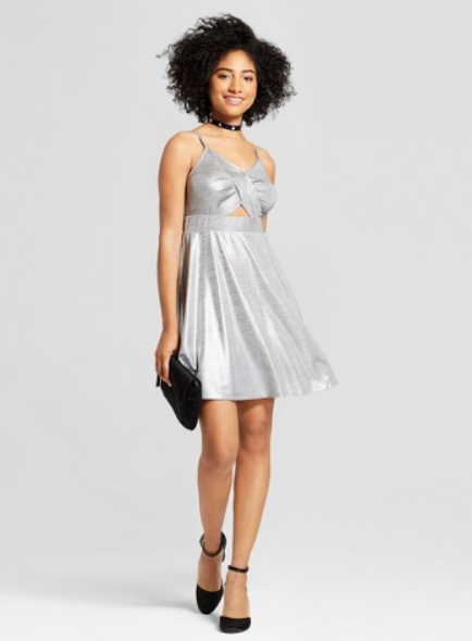 Silver Metallic Party Dress