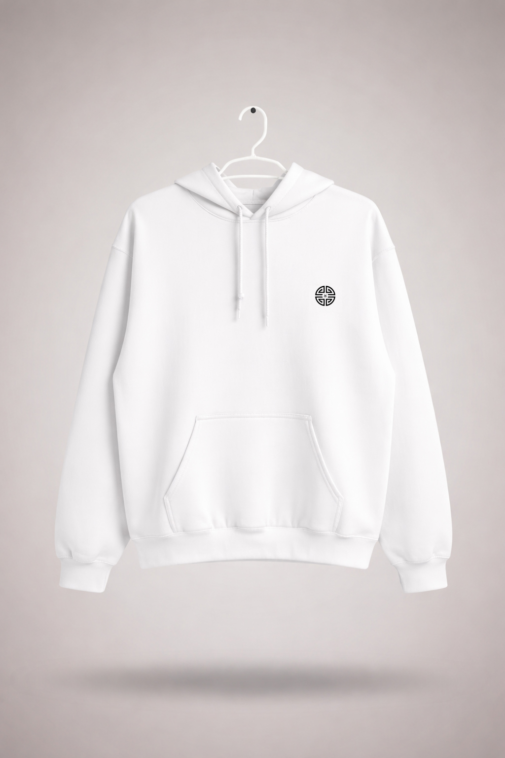 White Hoodie With Traditional Mongolian Writing Unisex