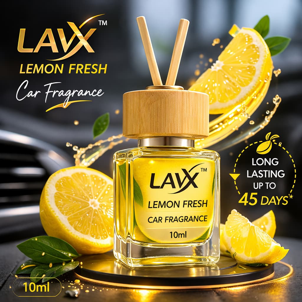 LavX Lemon Fresh Car Perfume | Citrus Fragrance Hanging Bottle Air Freshener | Long Lasting | 10ml