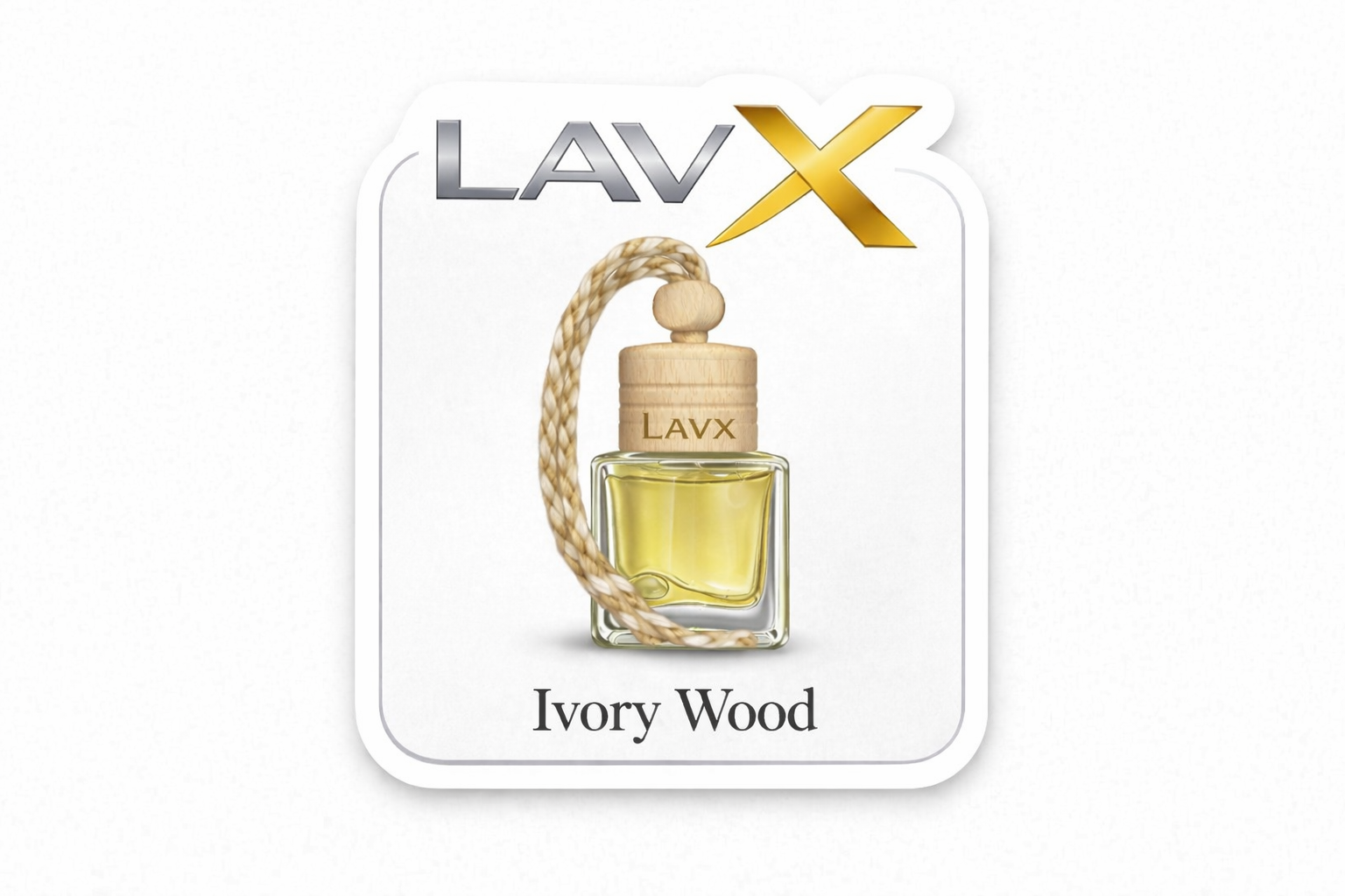 LAVX Ivory Wood Premium Car Air Freshener | Smooth Woody Fragrance | Long Lasting Hanging Bottle | 8ml