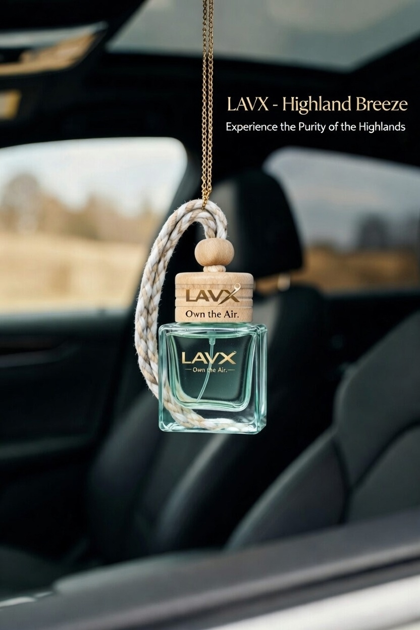 LAVX Aqua Ocean Premium Car Perfume | Long Lasting Marine Fresh Fragrance | Hanging Wooden Bottle | 8ml