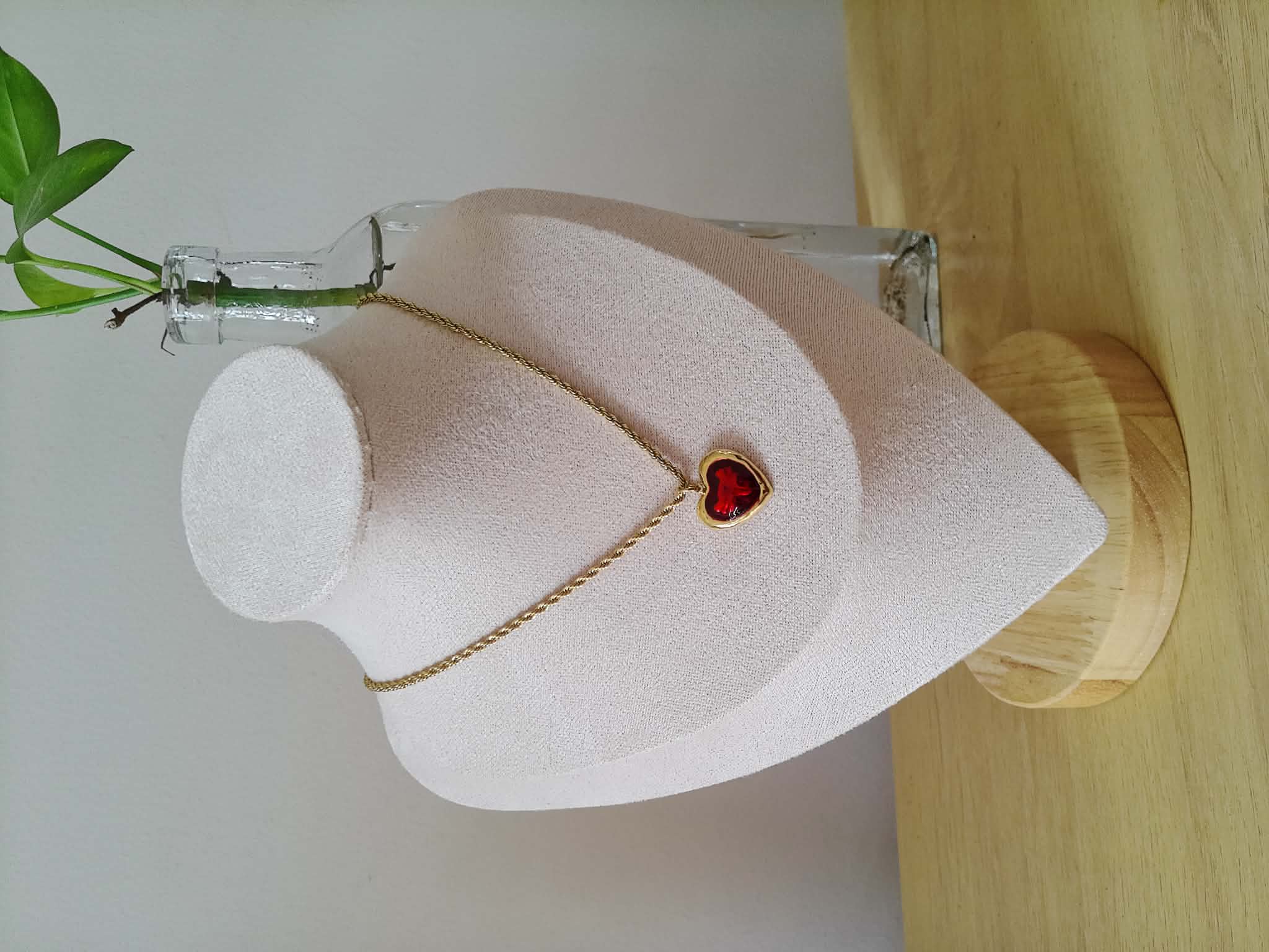 📿 Collar Dije de Corazón Rojo Dorado 💍 ✨❤️