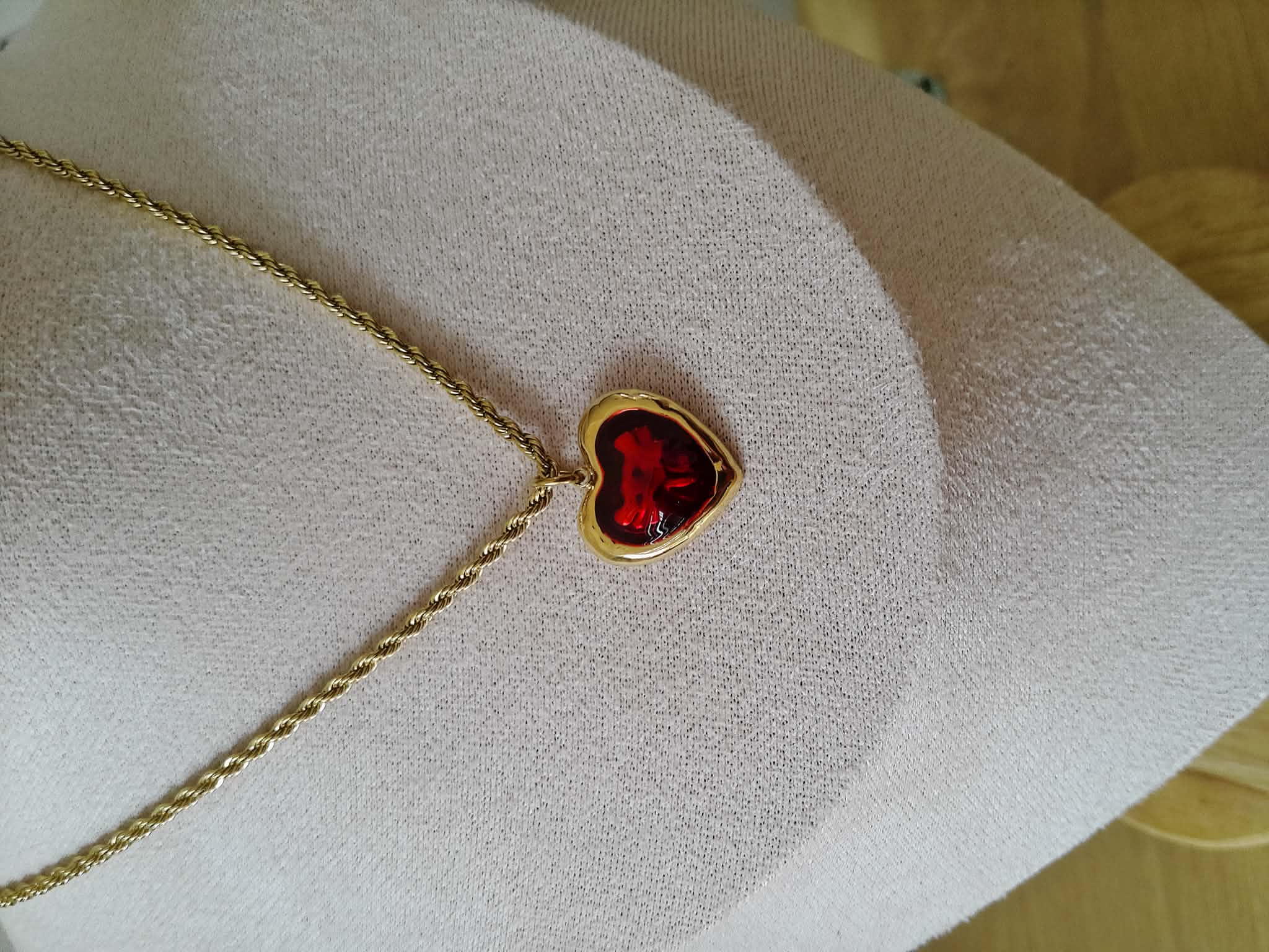 📿 Collar Dije de Corazón Rojo Dorado 💍 ✨❤️