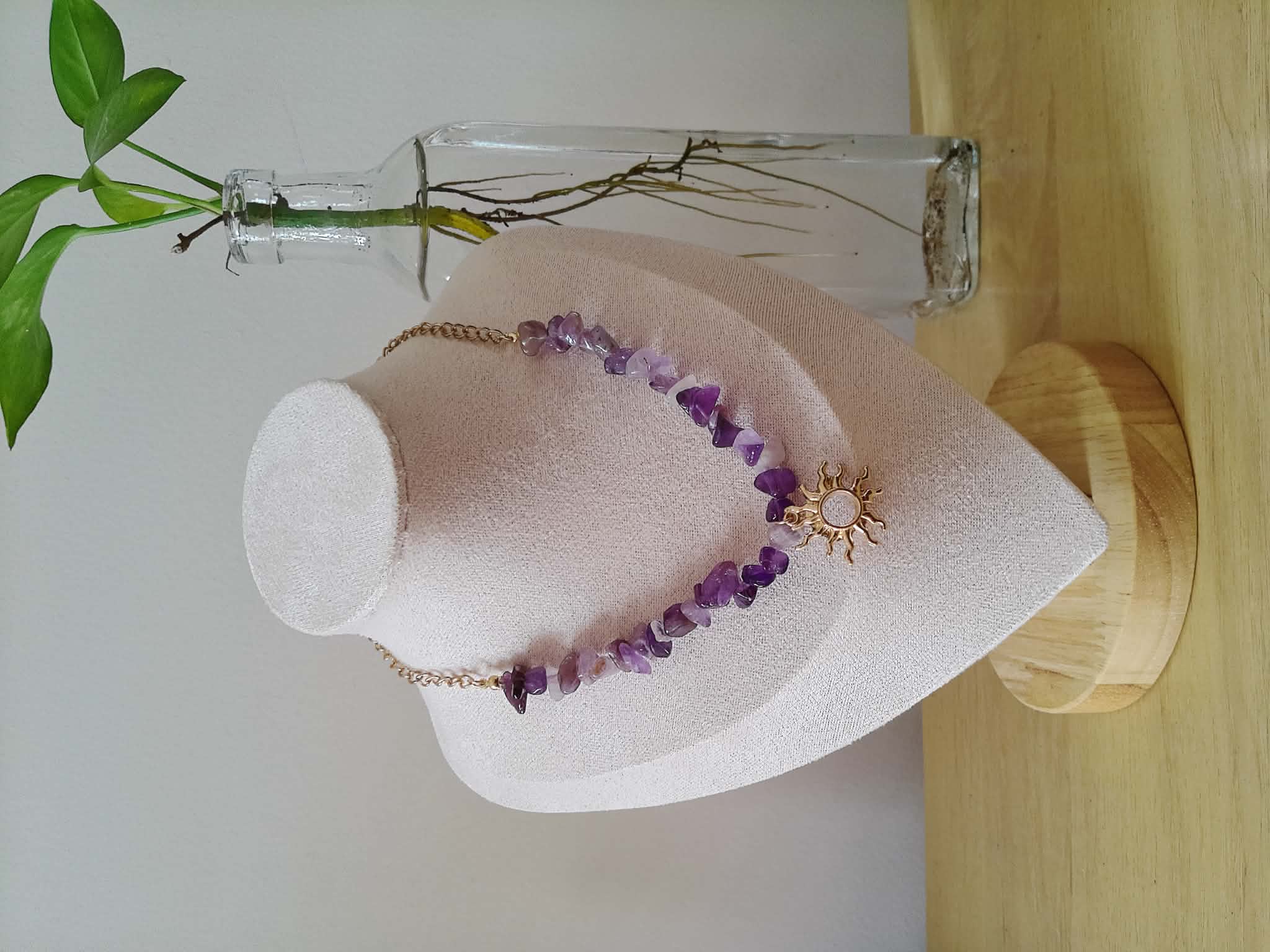 ✨ Collar Sol Dorado & Piedras Moradas 💜