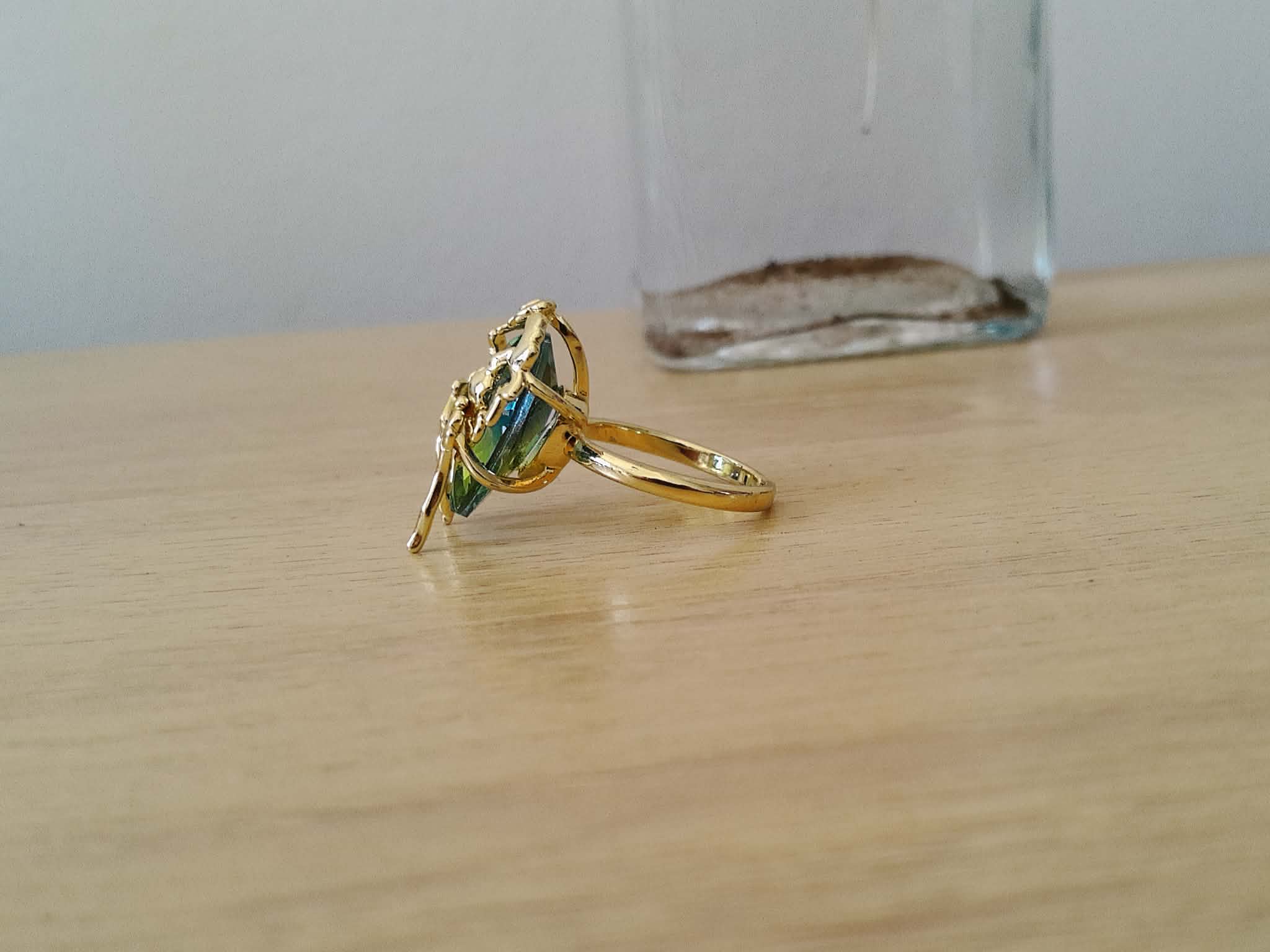 Anillo Esmeralda Chapado Oro 18k Resistente al Agua 💍💚🌊