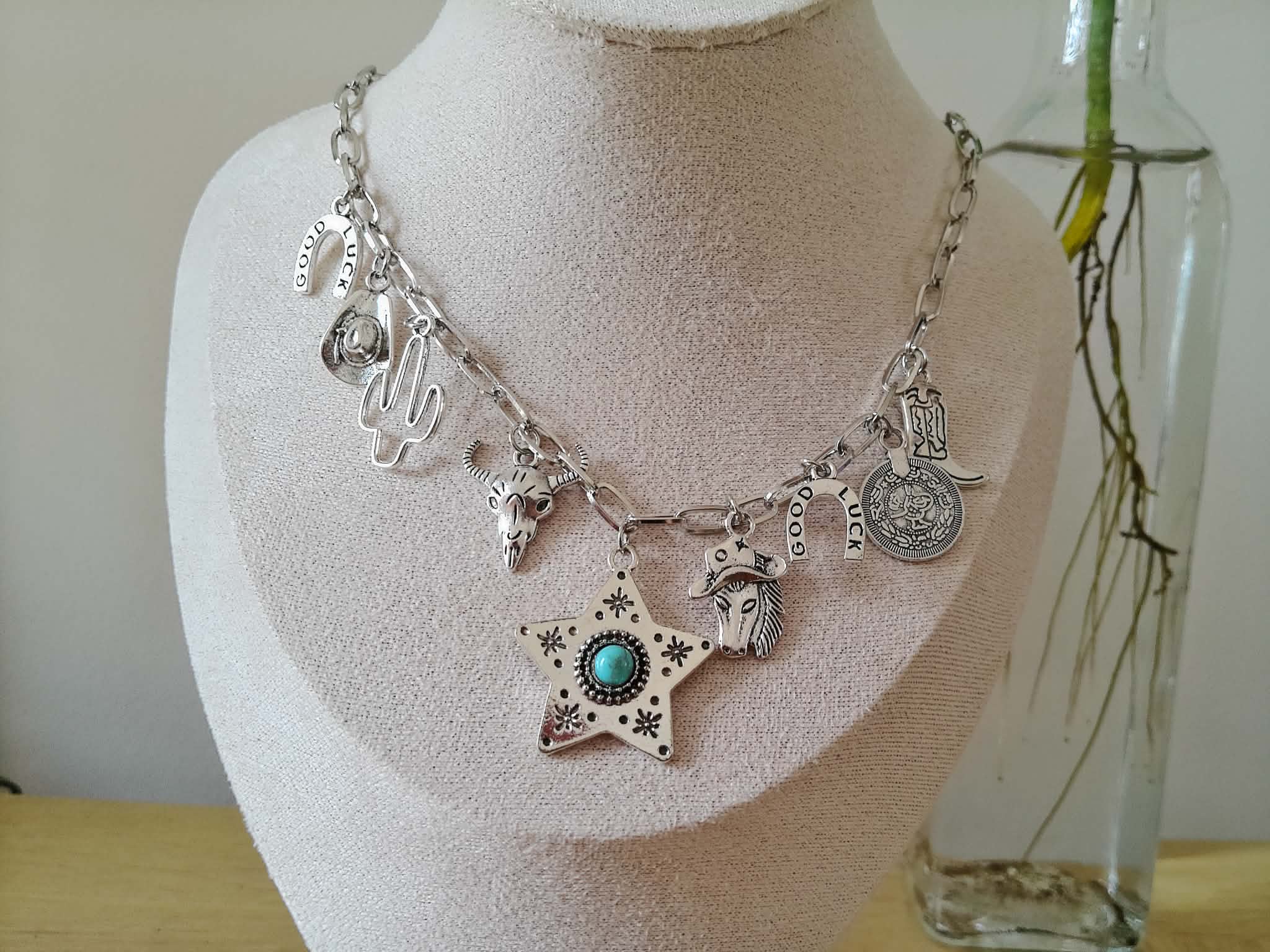 🤠 Collar Vaquero Charm Estrella/ Captus/ Craneo 📿🐎