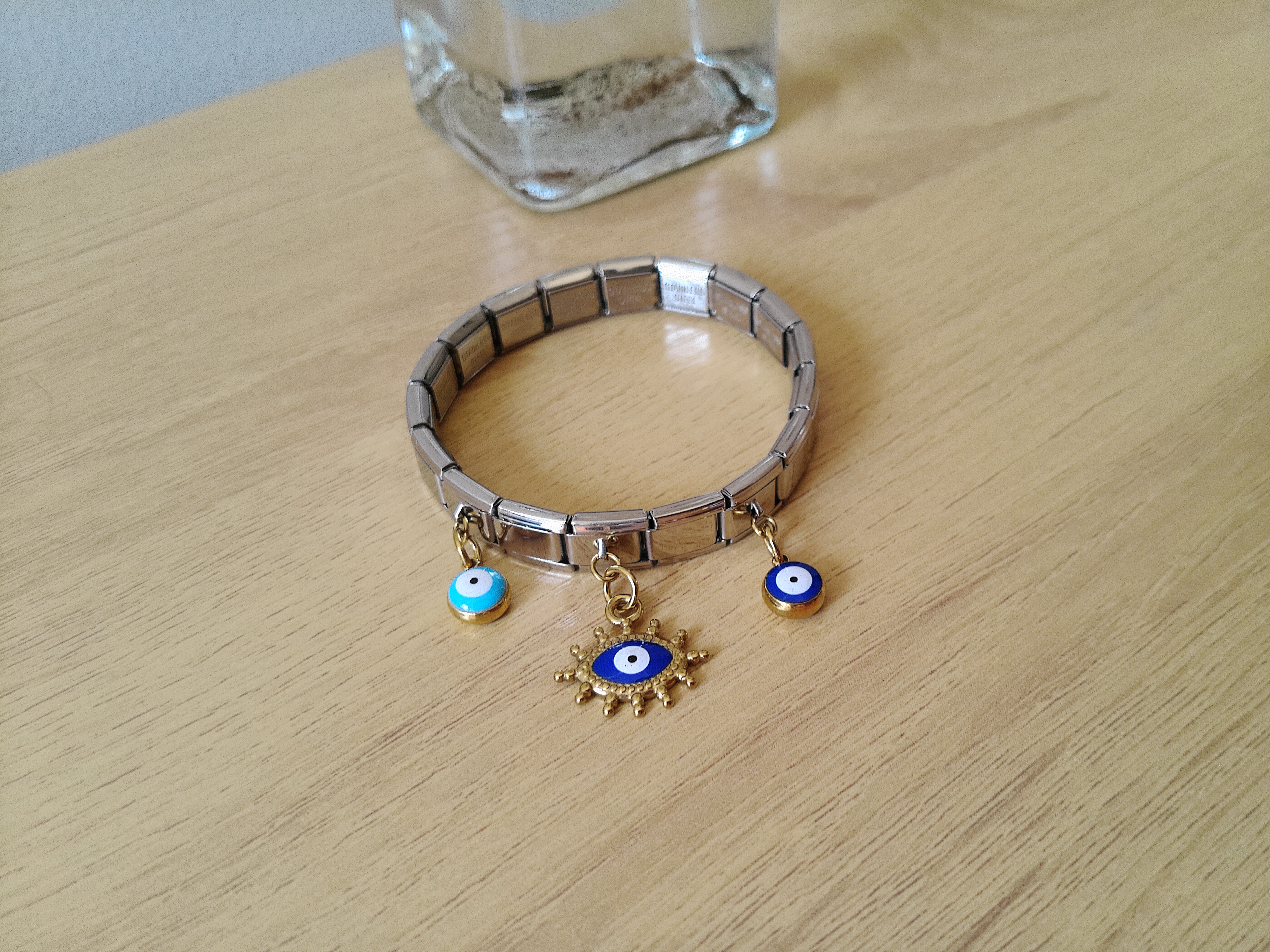 Pulsera charms Ojos en chapa Oro 18K y Acero ✨🧿
