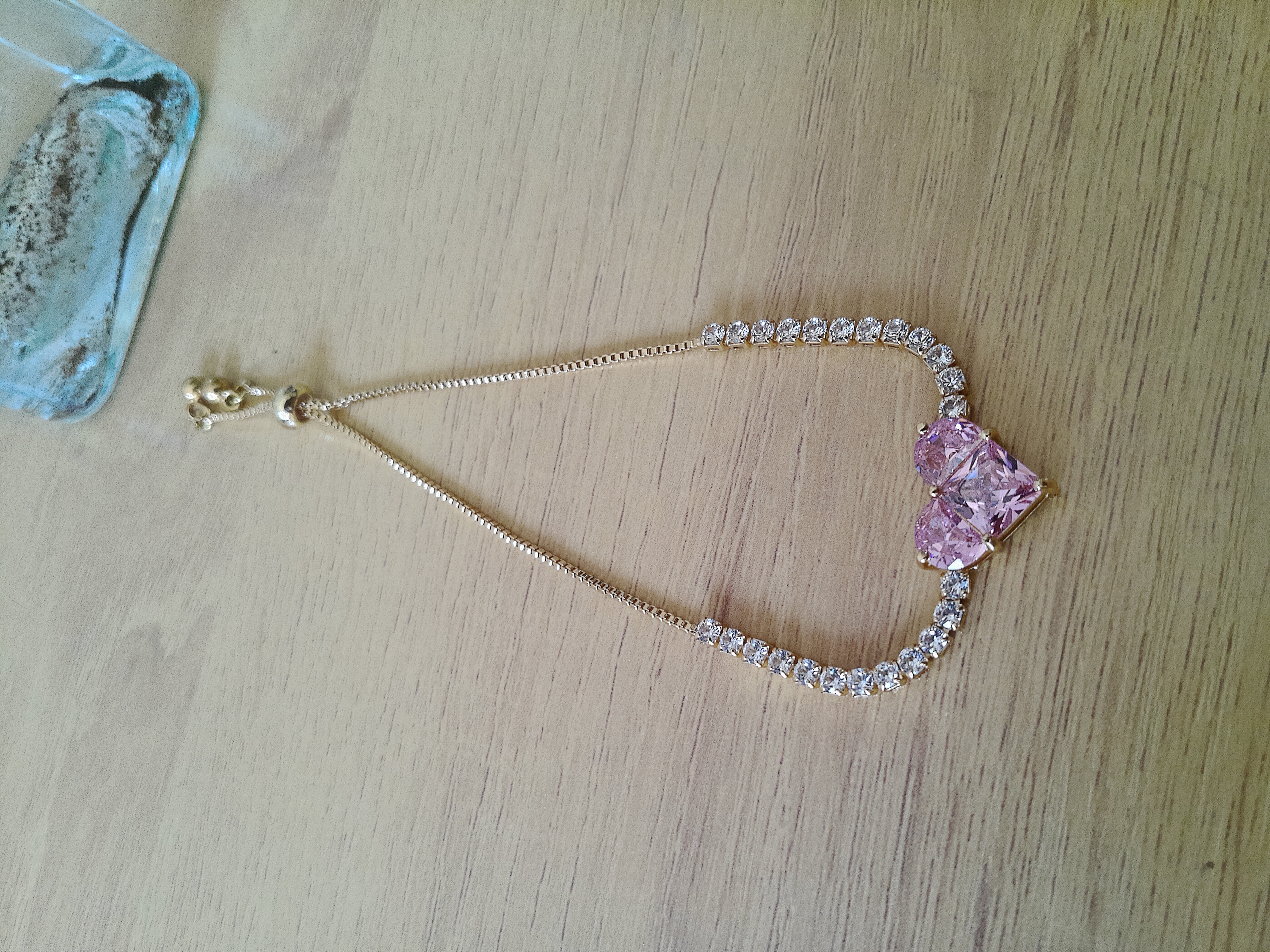 Pulsera Corazón Acero Inoxidable Chapa de Oro 14K y Zirconias ❤️🏆