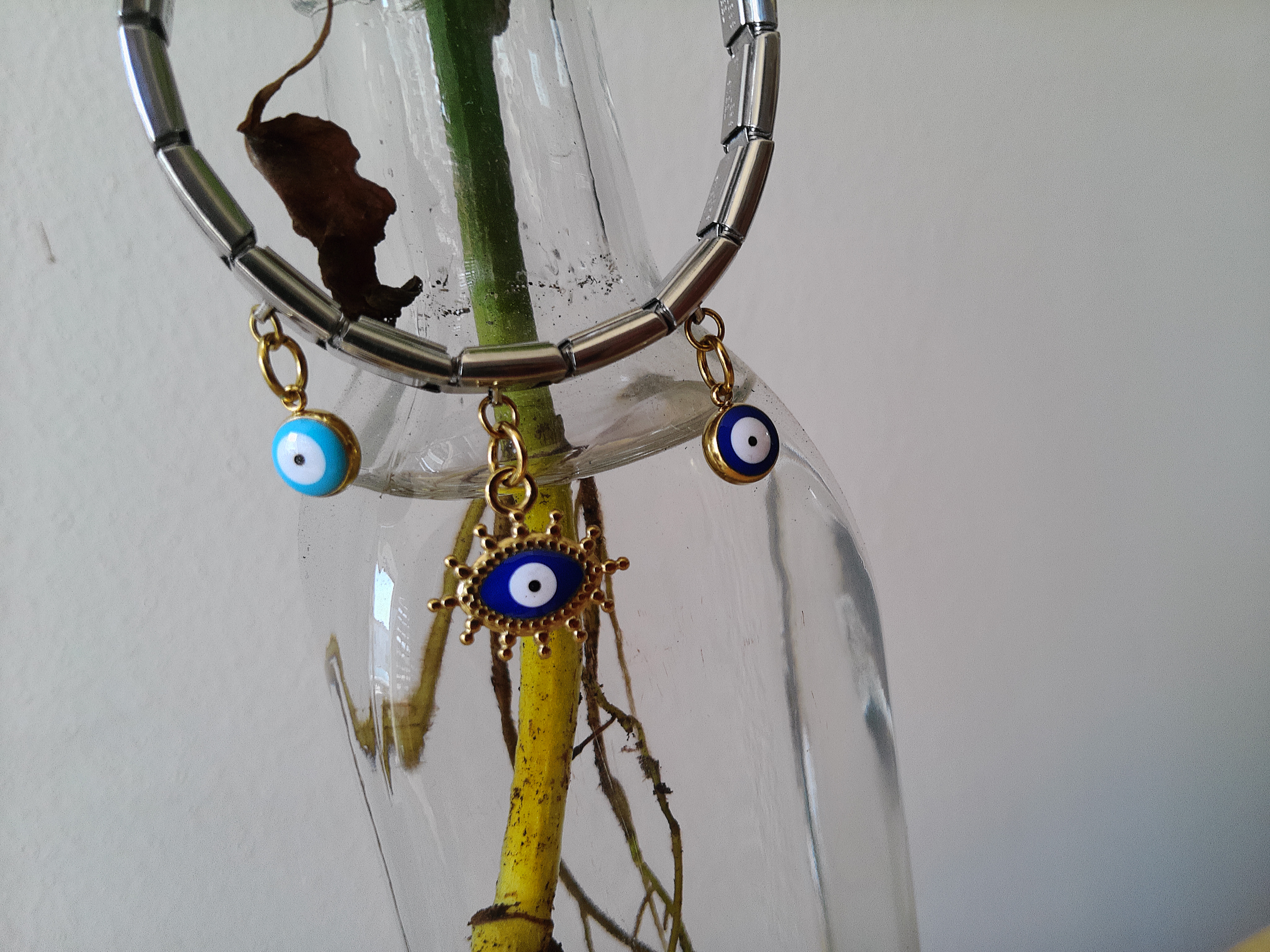 Pulsera charms Ojos en chapa Oro 18K y Acero ✨🧿