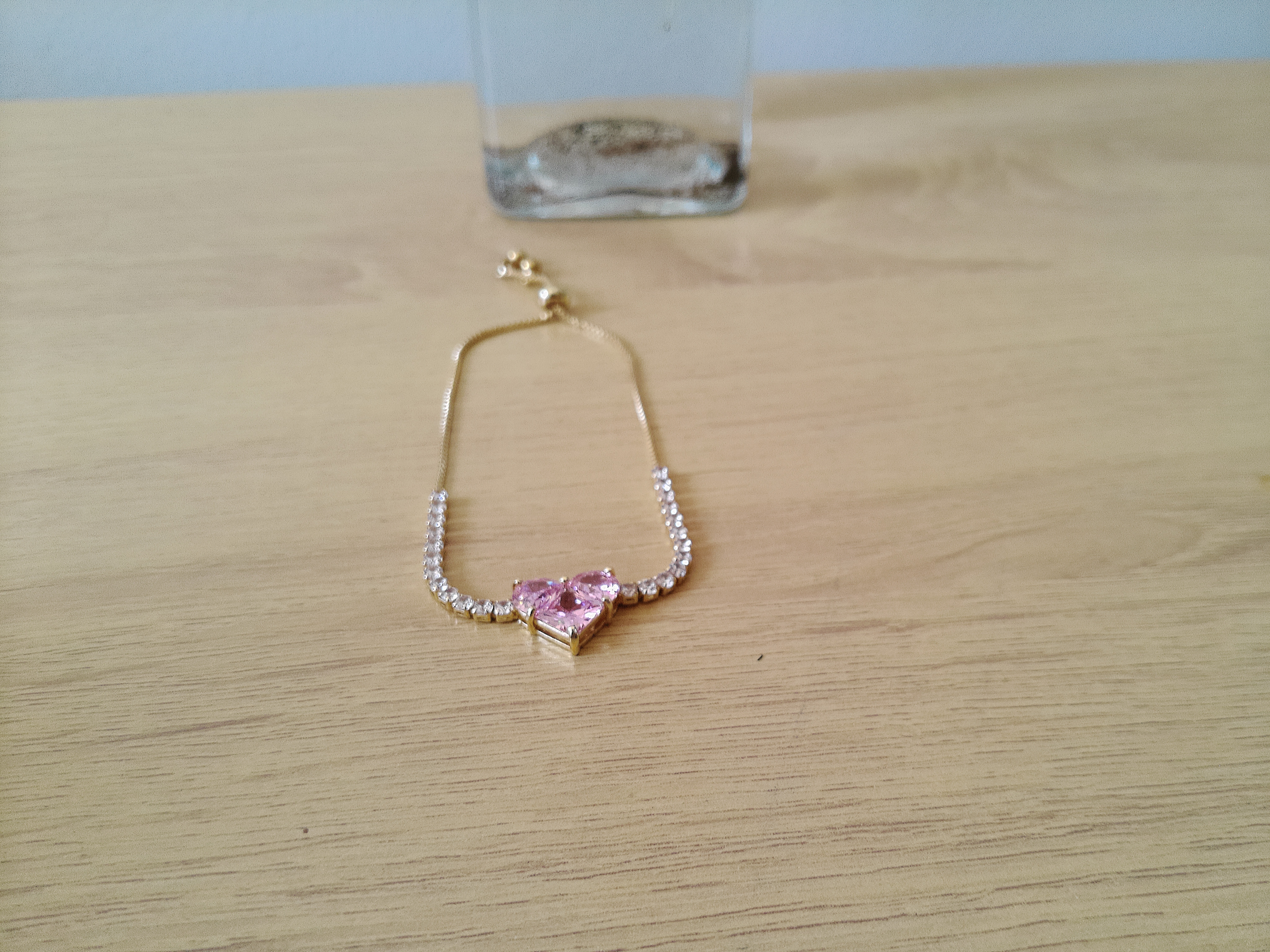 Pulsera Corazón Acero Inoxidable Chapa de Oro 14K y Zirconias ❤️🏆