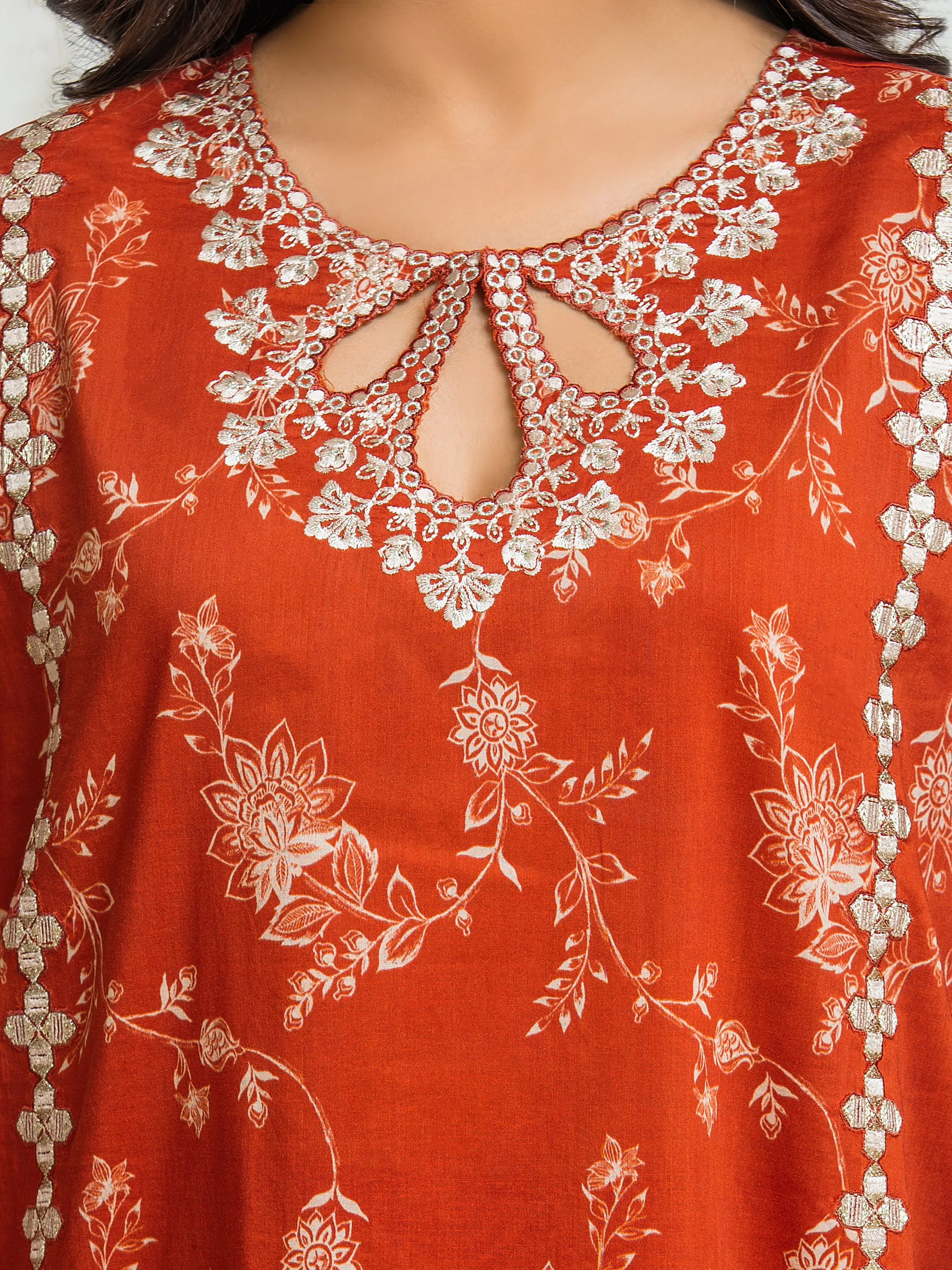 Aizah Rust Embroidered Lawn 3-Piece (Summer Collection)