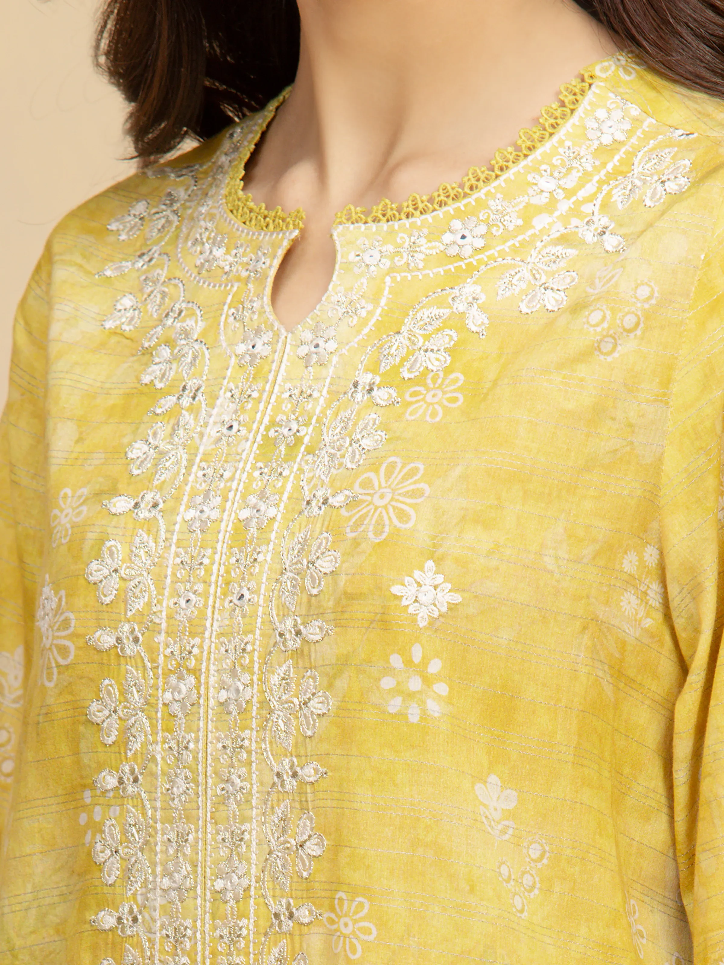 Aizah Yellow Zari Embroidered Lawn 3-Piece (Festive Summer Edit)