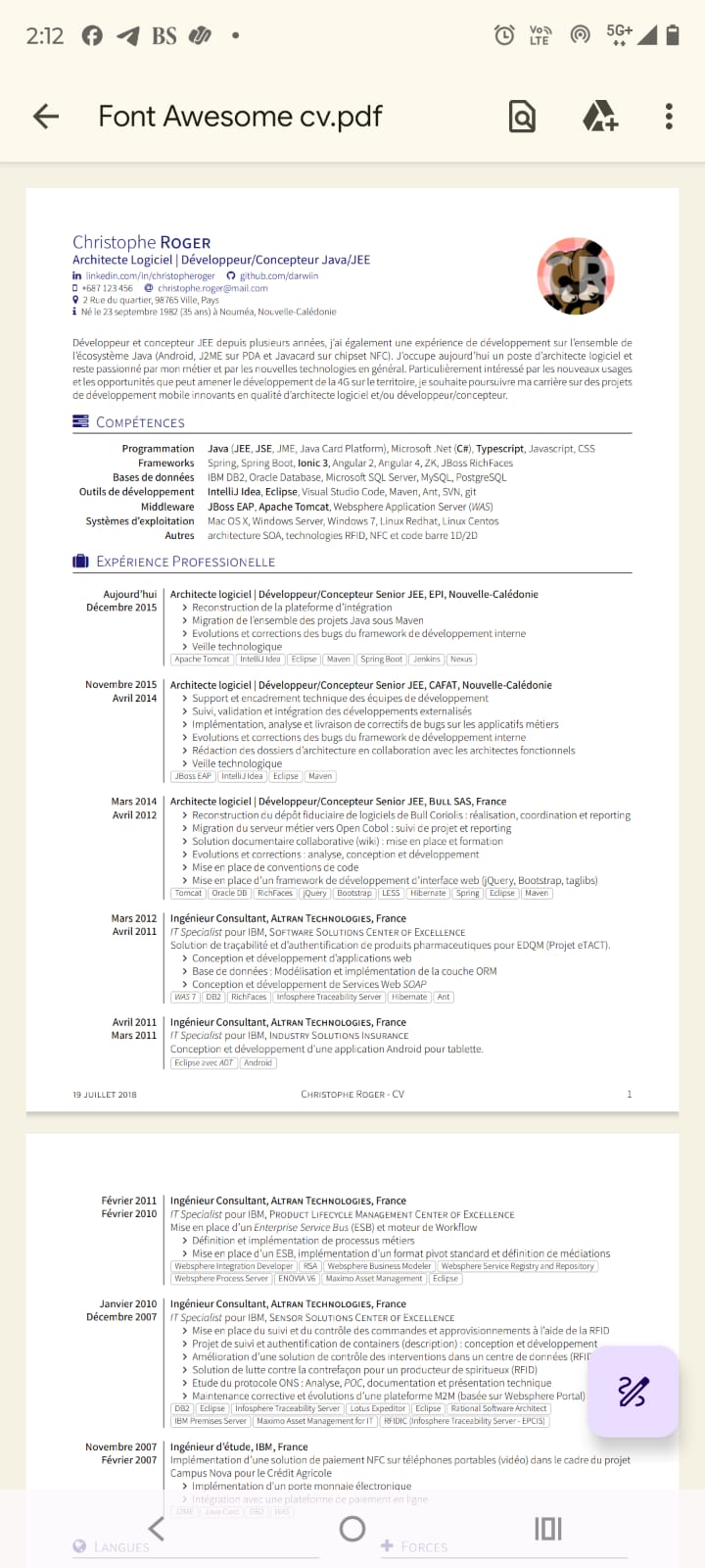 My Font Awesome Professional Resume Template PDF