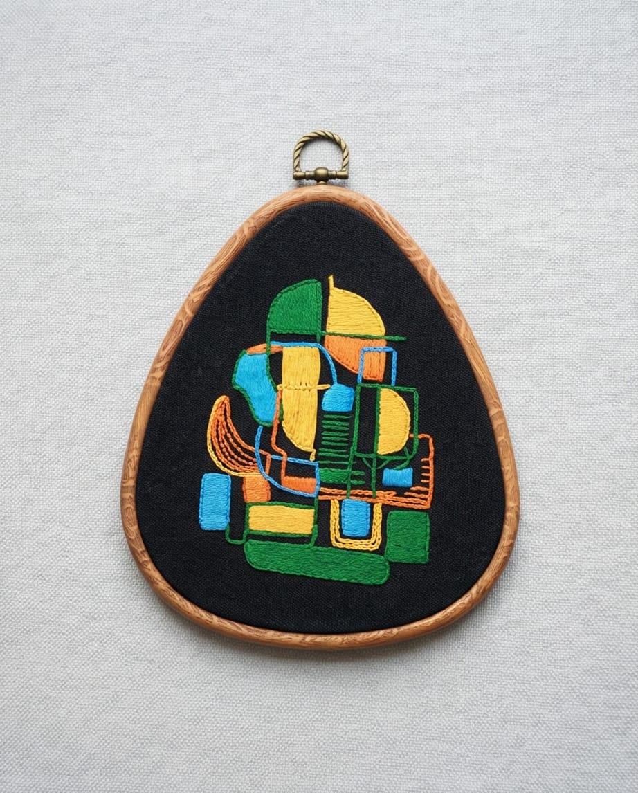 Broderie abstraite murale