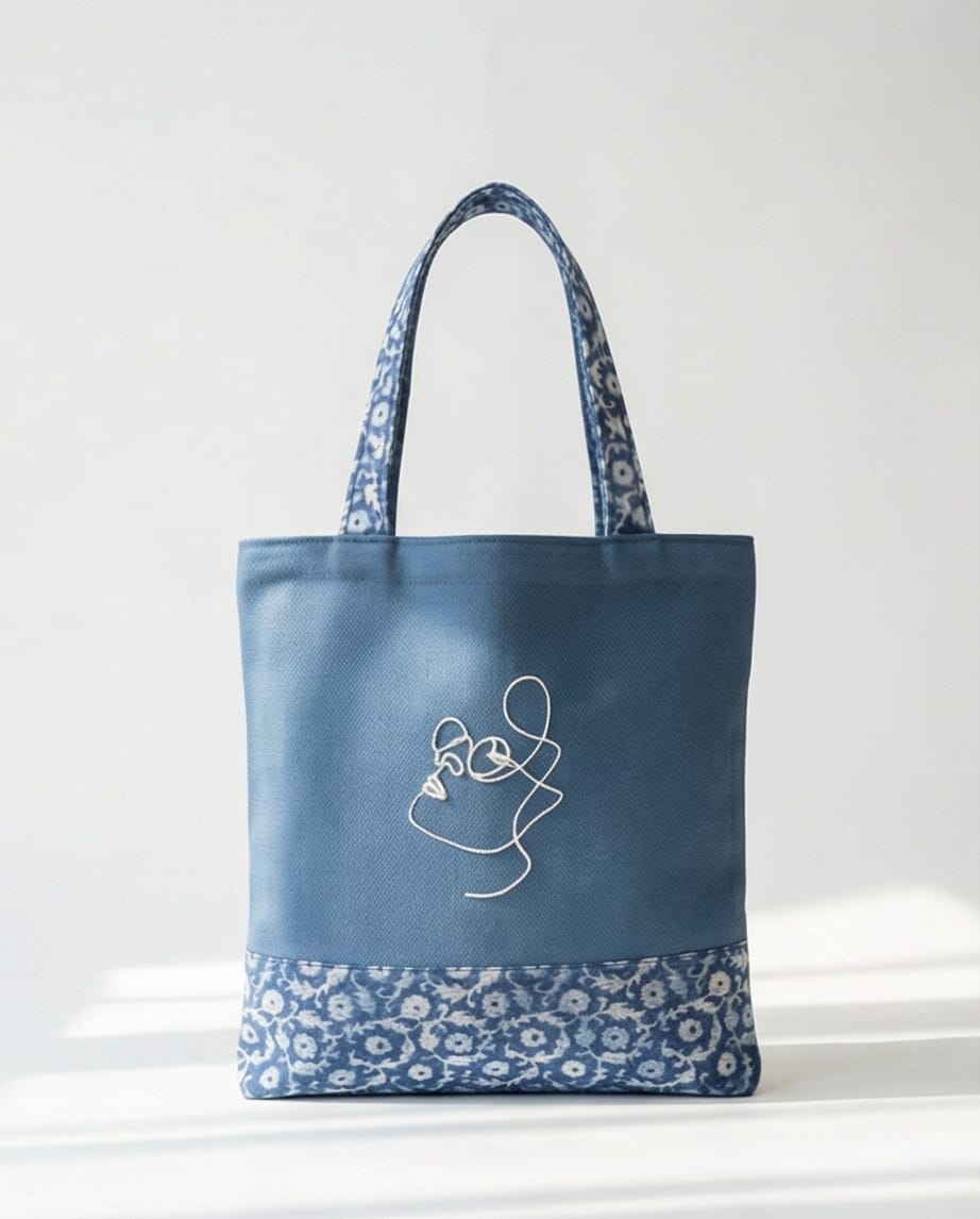Sac cabas artistique bleu