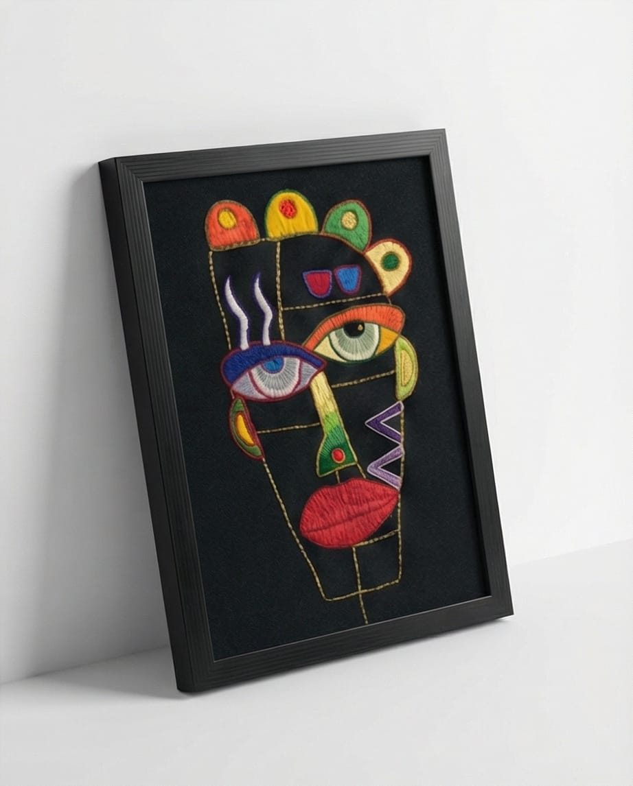 Tableau abstrait visage coloré