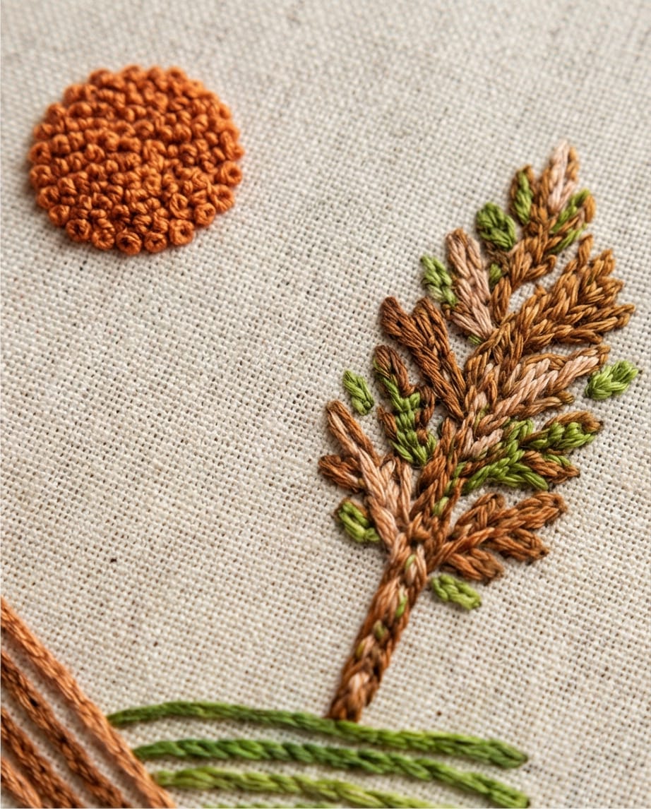 Broderie Paysage Champêtre